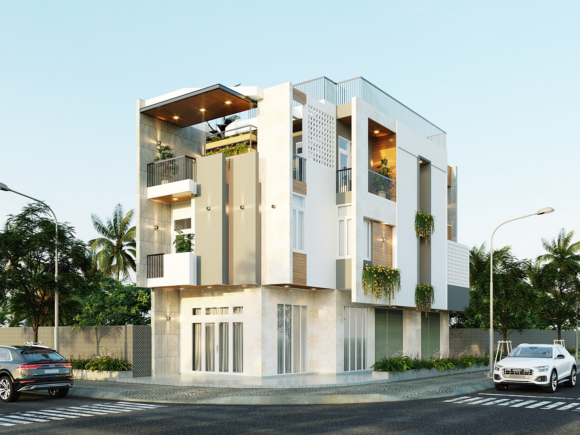 Phối màu sơn mặt tiền đẹp
