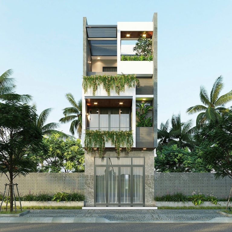 Phối màu sơn mặt tiền đẹp